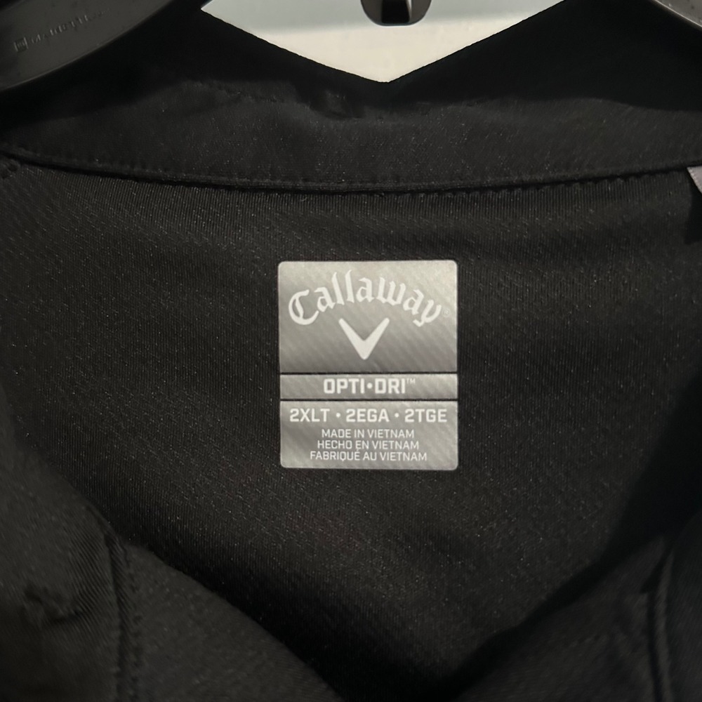 Callaway Polo Shirt Mens 2XLT Black Opti-Dri V Swing Tech Short Sleeve Golf - Picture 2 of 8